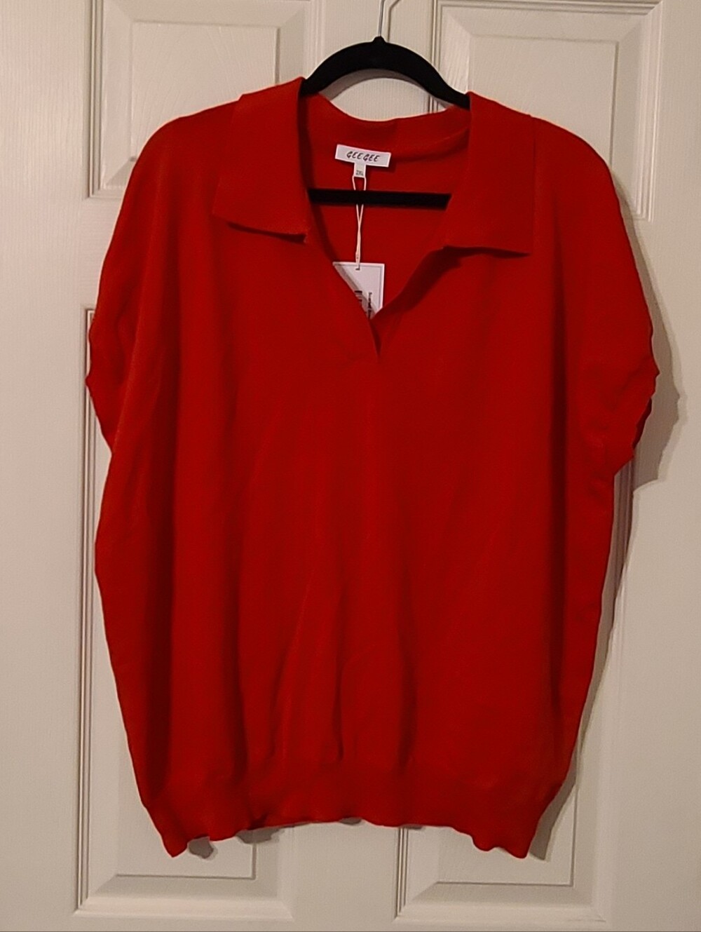 Gee Gee Bright Red V-Neck Short Sleeve
